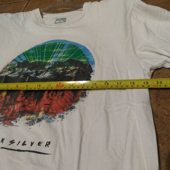 Quicksilver Men's Size L Logo Sunset Graphic T-Shirt White Short Sleeve - Picture 6 of 6